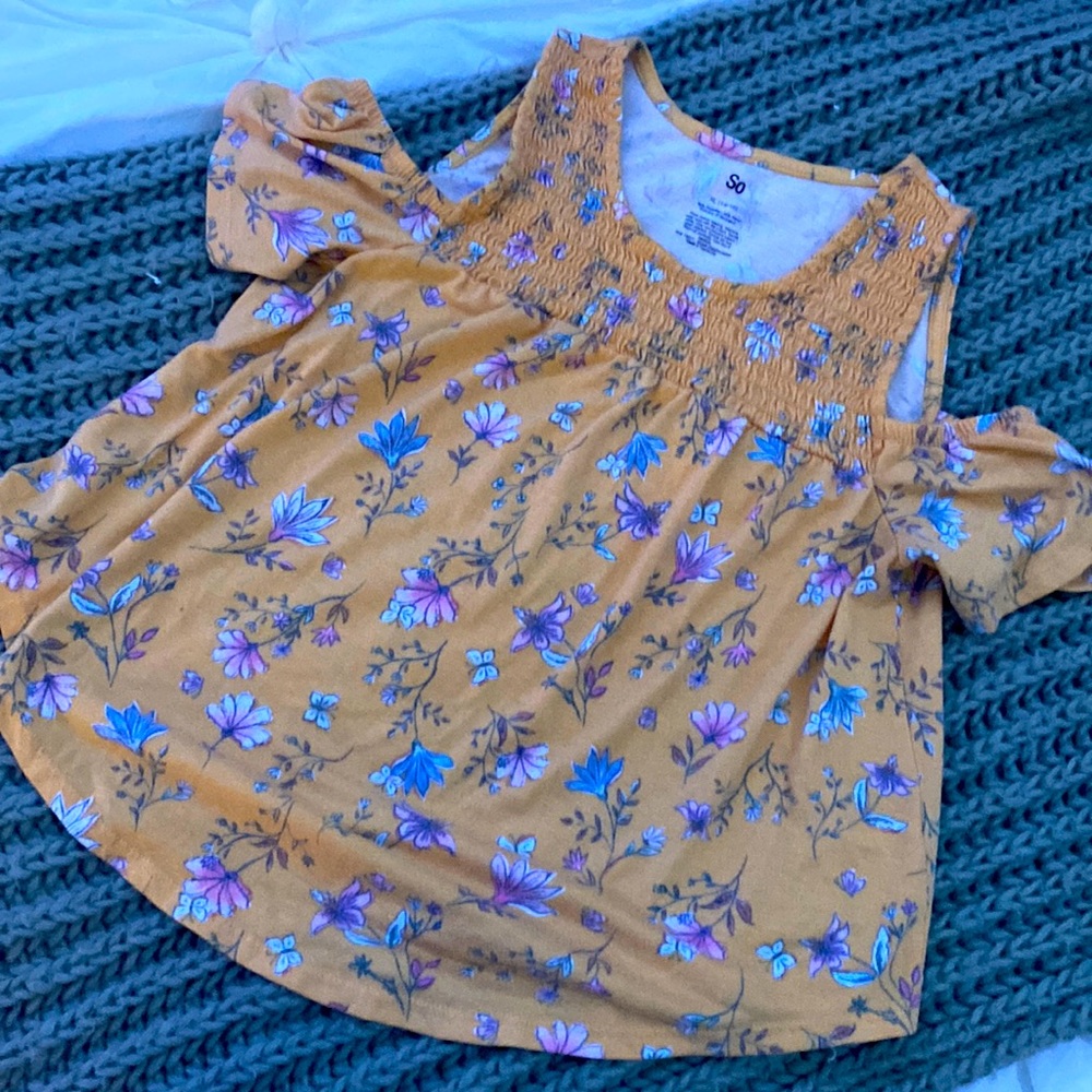 Size 14/16 girls, yellow floral pattern, Brand: So, Condition: new and unworn